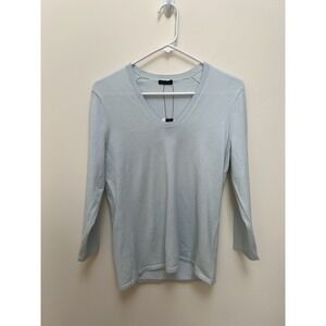 Magaschoni lightweight‎ summer sweater v-neck light blue breathable coastal Sz M